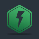 Whole-Home Surge Protection Graphic depicting a green hexagon with a lighting bolt